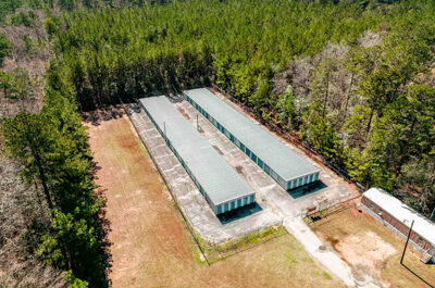 Aerial view of Mini Mall Storage facility in Jasper, Texas