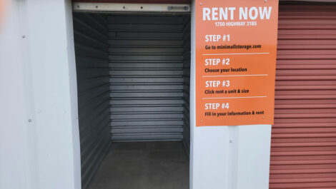 small drive up storage unit at Mini Mall Storage