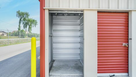 Inside a small storage unit