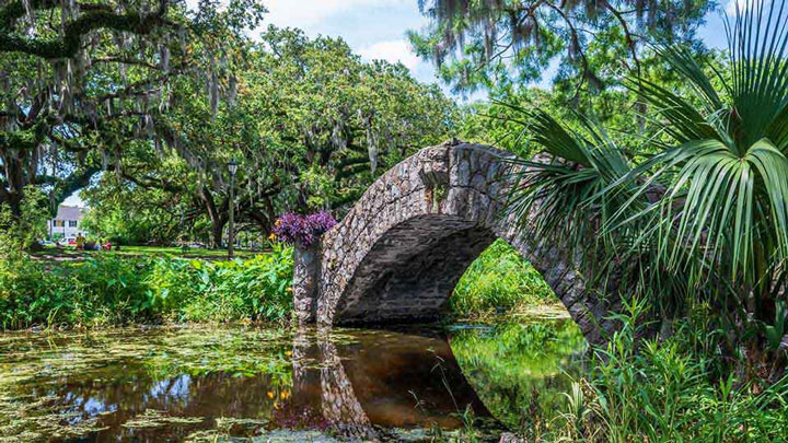 Langles Bridge in City Park New Orleans, Louisiana